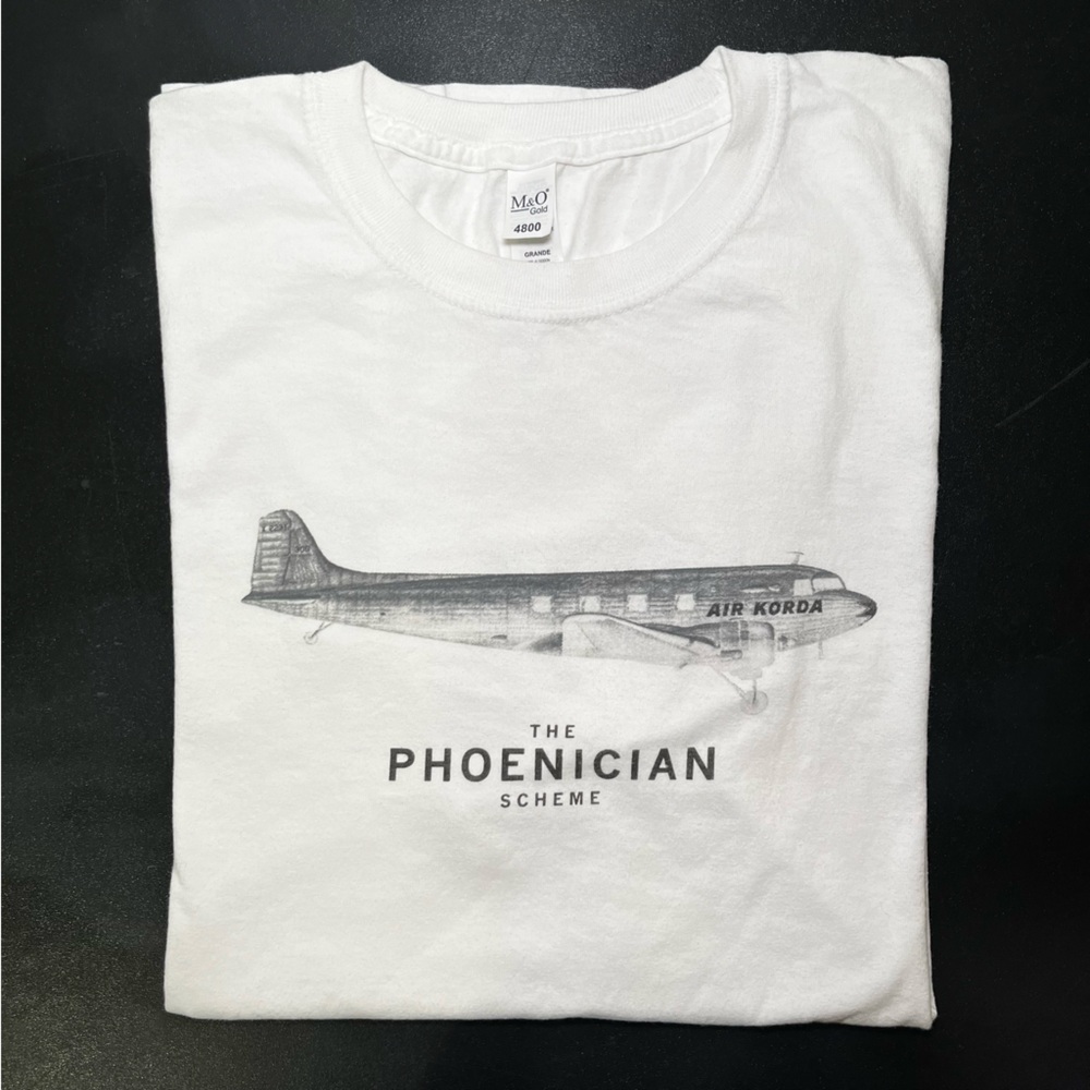 Phoenician Scheme Wes Anderson film promo Graphic T-Shirt sz. LG